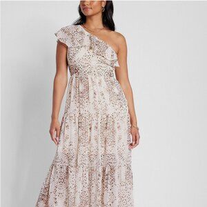 Express Rachel Zoe One Shoulder Tiered Ruffle Midi Dress Medium